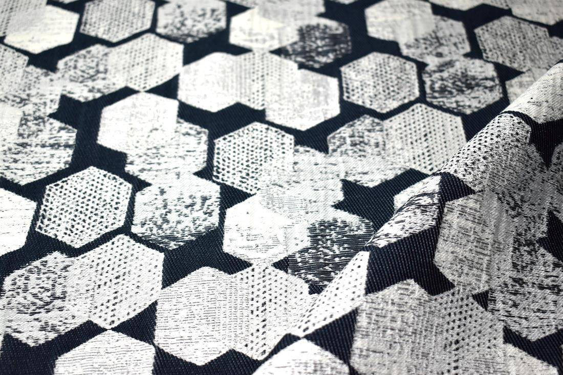 Navy Printed Furnishing Upholstery Curtain Fabric