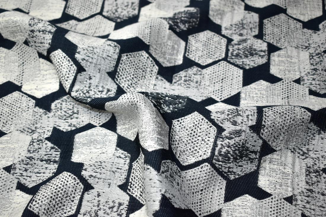 Navy Printed Furnishing Upholstery Curtain Fabric