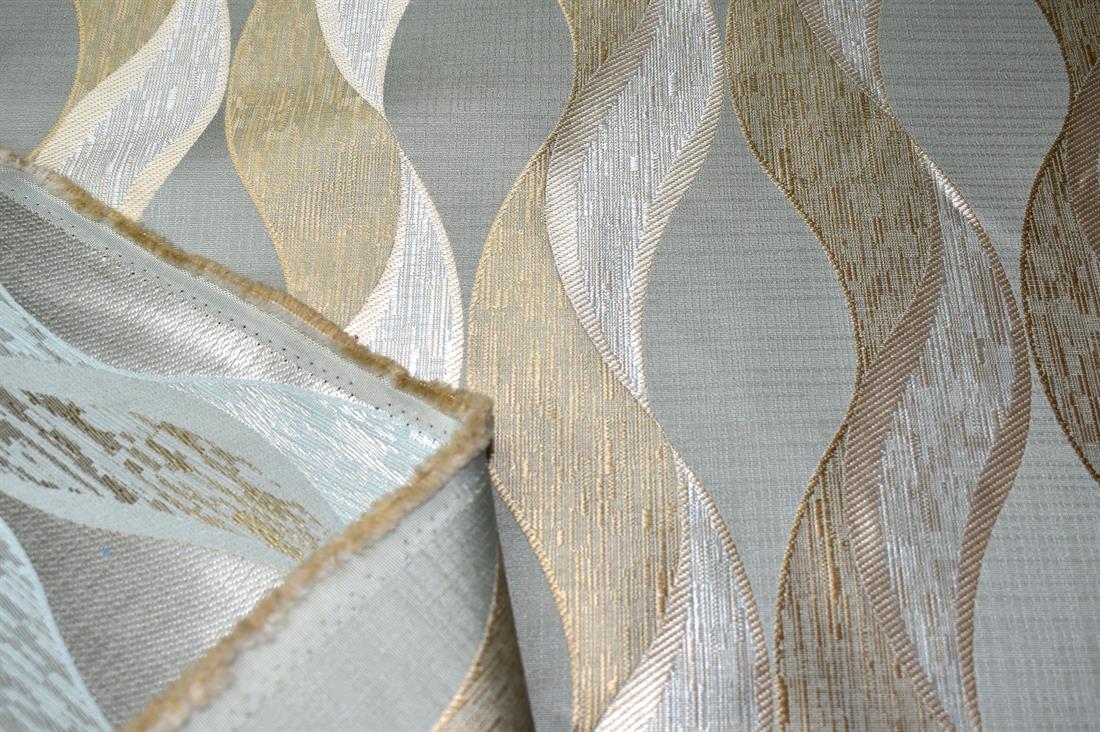 Beige & Grey Printed Furnishing Upholstery Curtain Fabric