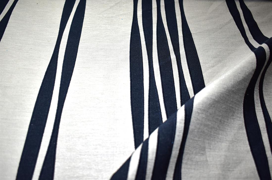 Navy & Cream Printed Furnishing Upholstery Curtain Fabric