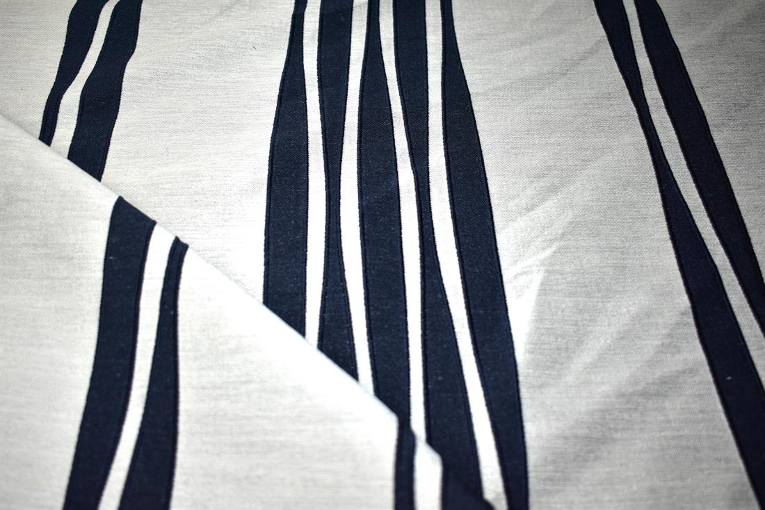 Navy & Cream Printed Furnishing Upholstery Curtain Fabric