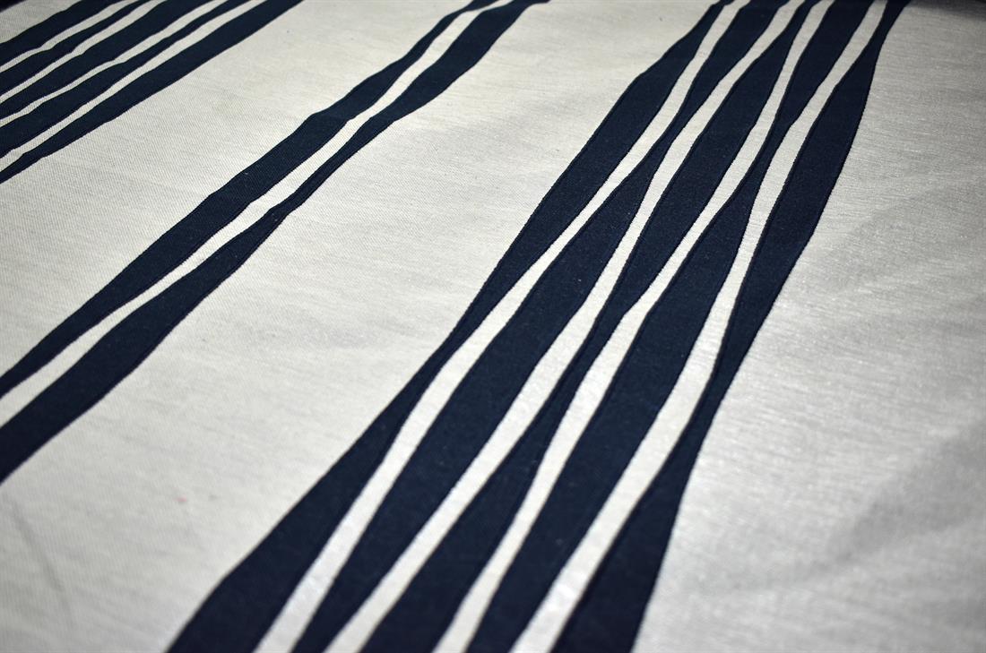 Navy & Cream Printed Furnishing Upholstery Curtain Fabric