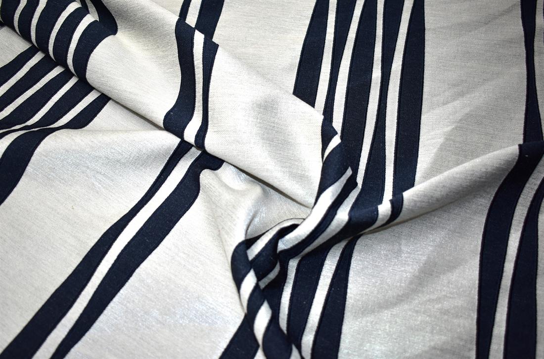 Navy & Cream Printed Furnishing Upholstery Curtain Fabric