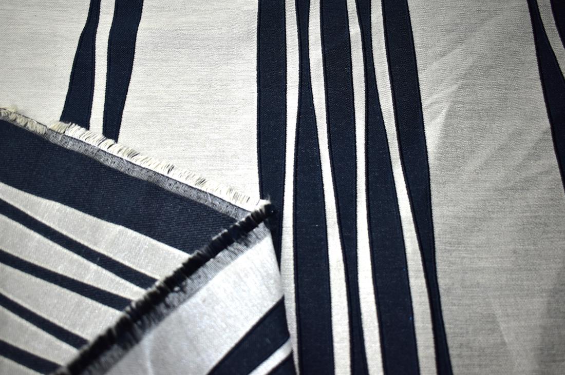 Navy & Cream Printed Furnishing Upholstery Curtain Fabric