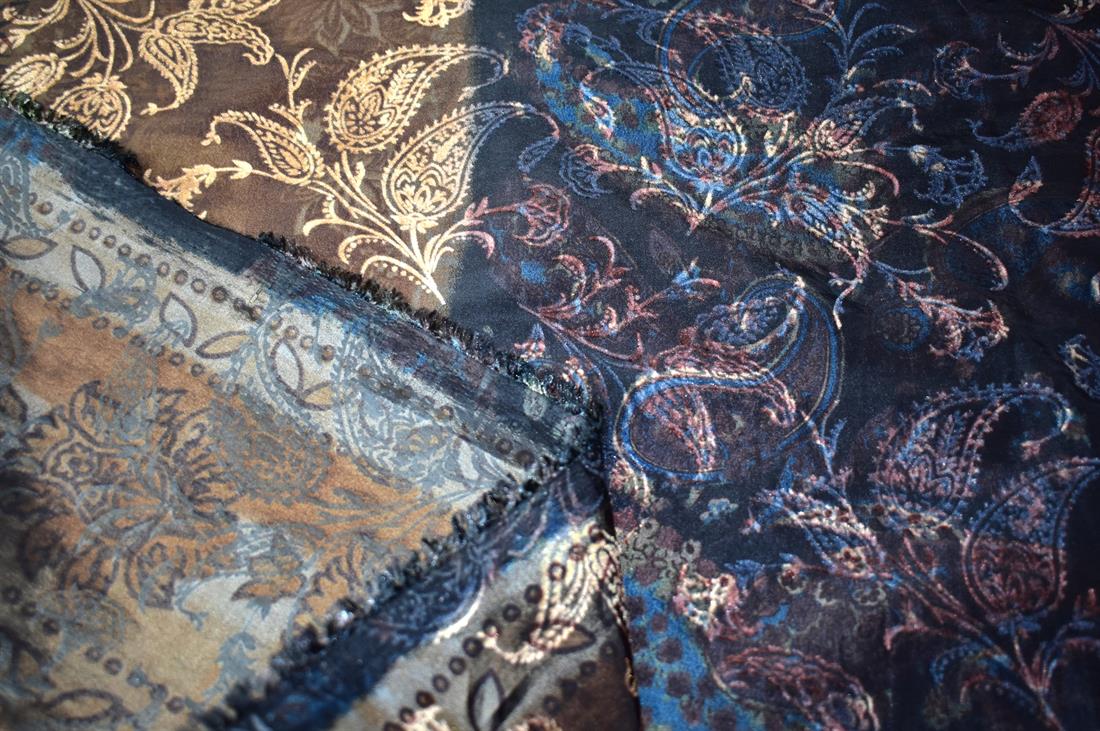 Navy & Beige Printed Furnishing Upholstery Curtain Fabric