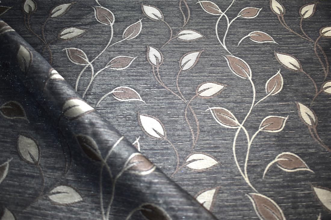 Black & Brown Printed Furnishing Upholstery Curtain Fabric