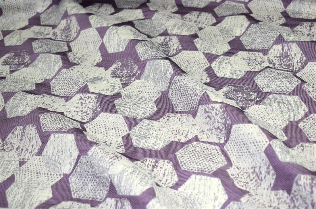 Lilac & Beige Printed Furnishing Upholstery Curtain Fabric