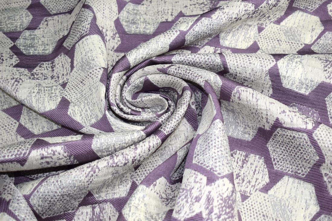 Lilac & Beige Printed Furnishing Upholstery Curtain Fabric
