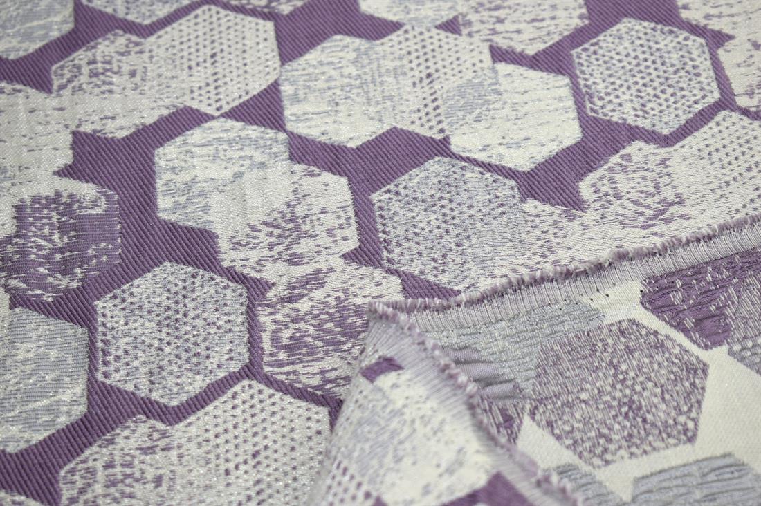 Lilac & Beige Printed Furnishing Upholstery Curtain Fabric