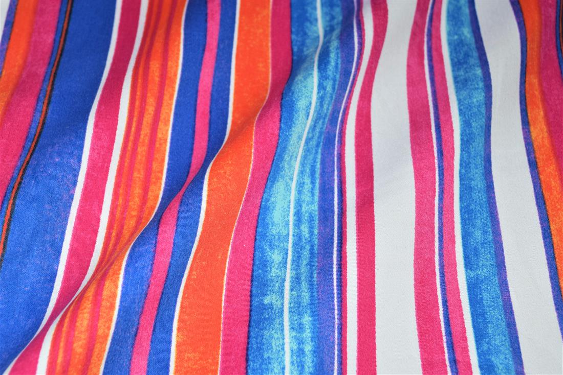 Pink & Blue Strips Cotton Stretch Fabirc 154 Cm Wide Clearance Stock