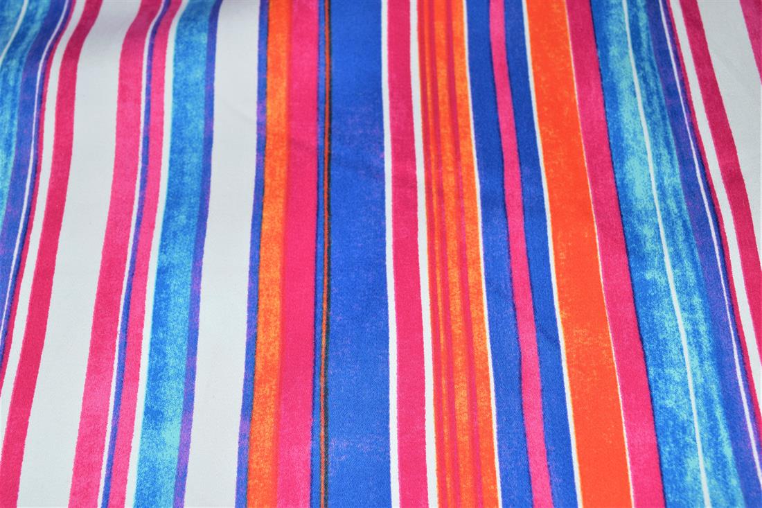 Pink & Blue Strips Cotton Stretch Fabirc 154 Cm Wide Clearance Stock