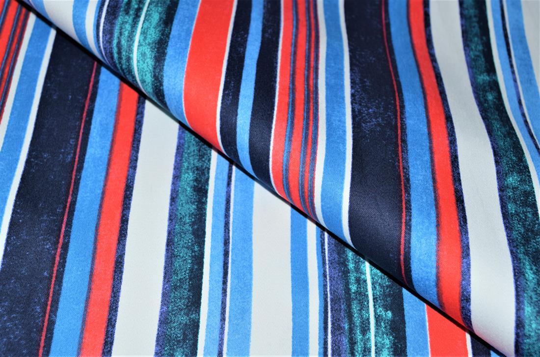 Navy Blue Strips Cotton Stretch Fabirc 154 Cm Wide Clearance Stock