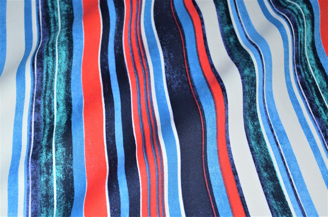 Navy Blue Strips Cotton Stretch Fabirc 154 Cm Wide Clearance Stock