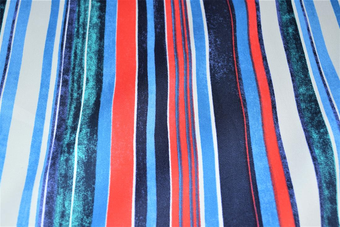 Navy Blue Strips Cotton Stretch Fabirc 154 Cm Wide Clearance Stock