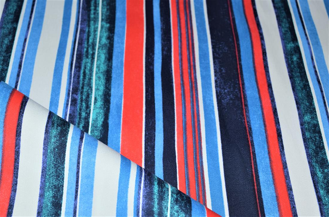 Navy Blue Strips Cotton Stretch Fabirc 154 Cm Wide Clearance Stock