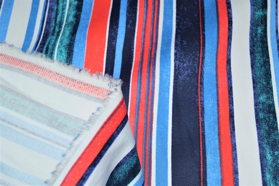 Navy Blue Strips Cotton Stretch Fabirc 154 Cm Wide Clearance Stock