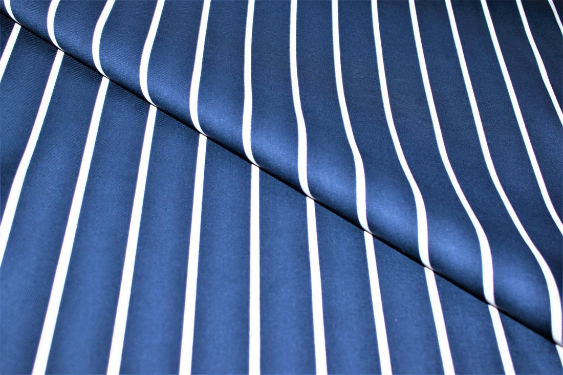 Navy & White Printed Denim Fabrics