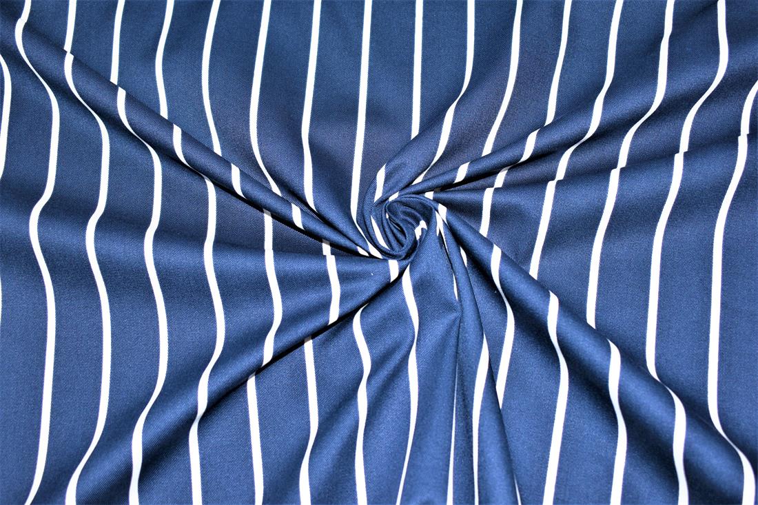 Navy & White Printed Denim Fabrics