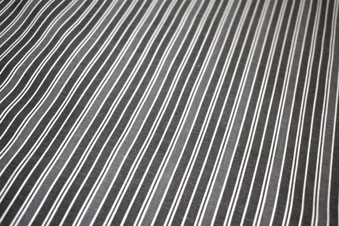Grey & Black Strips Medium Weight Washed Denim