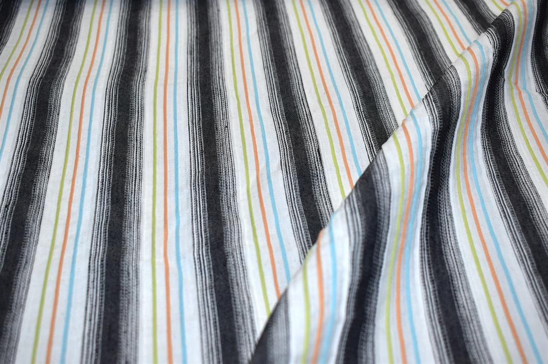 Black Strips Washed Denim Fabric Material