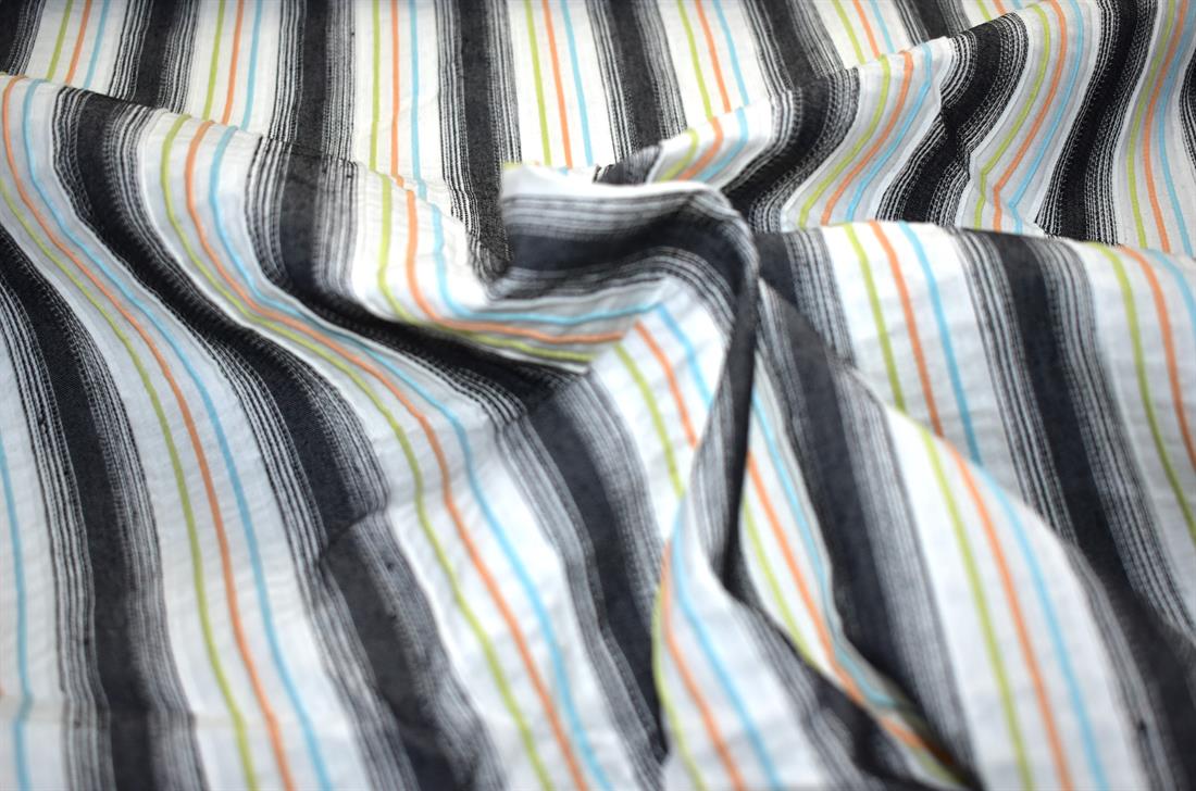 Black Strips Washed Denim Fabric Material