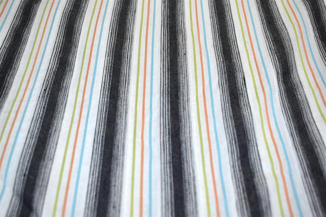 Black Strips Washed Denim Fabric Material