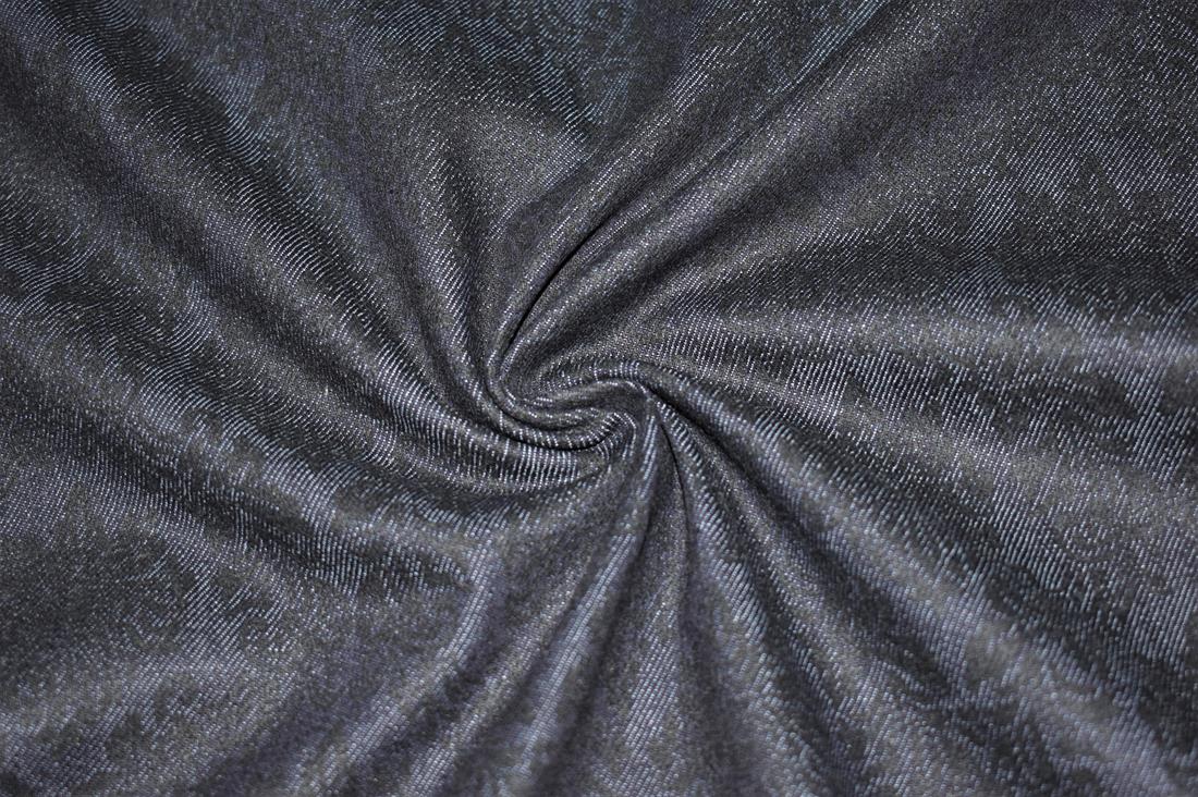Black & Navy Printed Denim Fabric