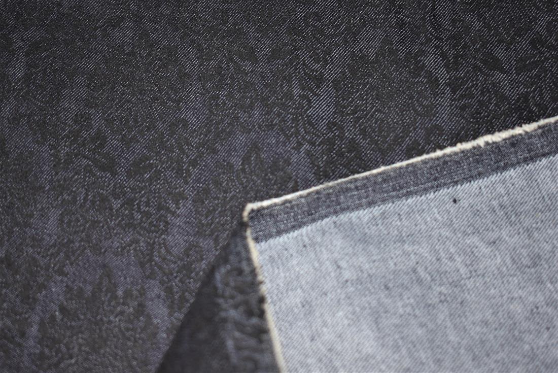 Black & Navy Printed Denim Fabric