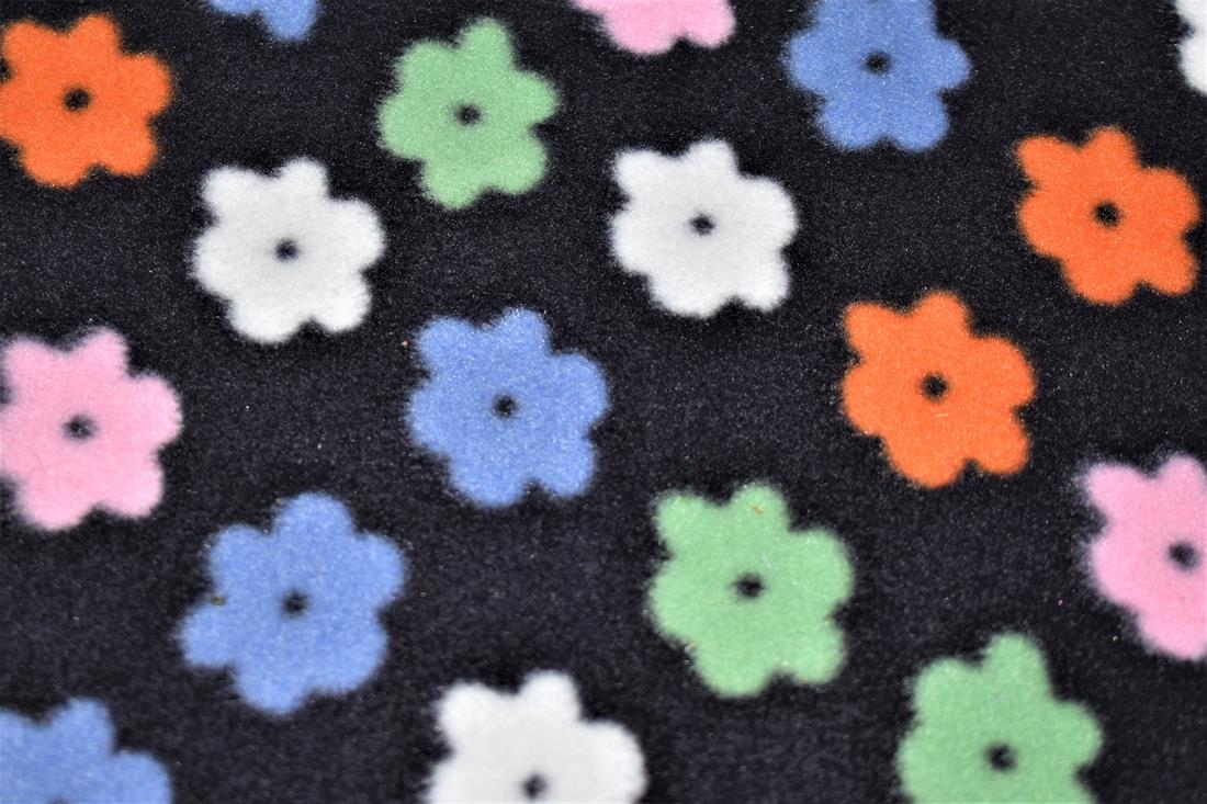 Black Arty Flowers Printed Polar Fleece