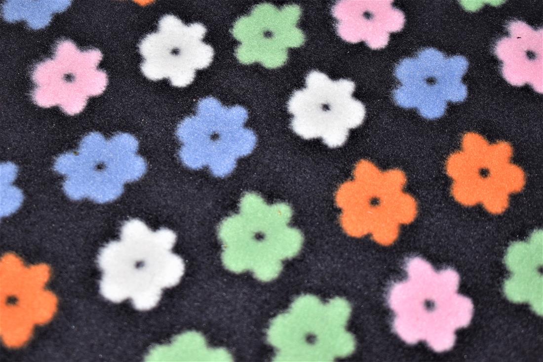 Black Arty Flowers Printed Polar Fleece