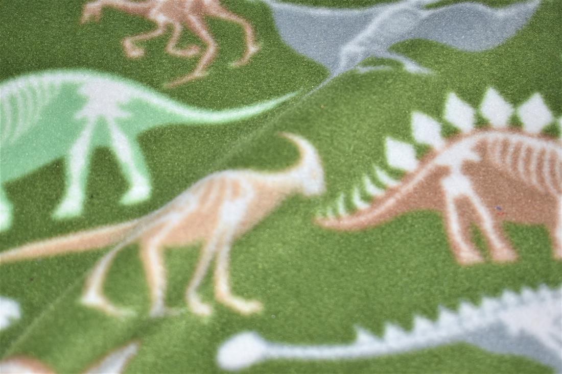 Dark Olive Dino Bones Printed Polar Fleece