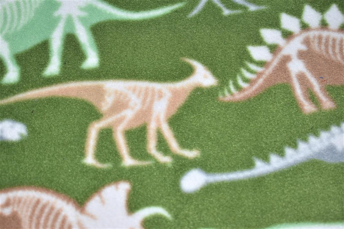 Dark Olive Dino Bones Printed Polar Fleece