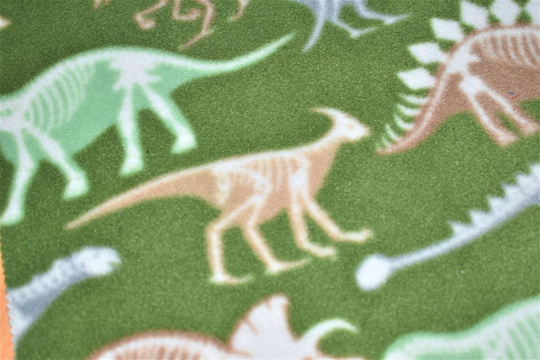 Dark Olive Dino Bones Printed Polar Fleece