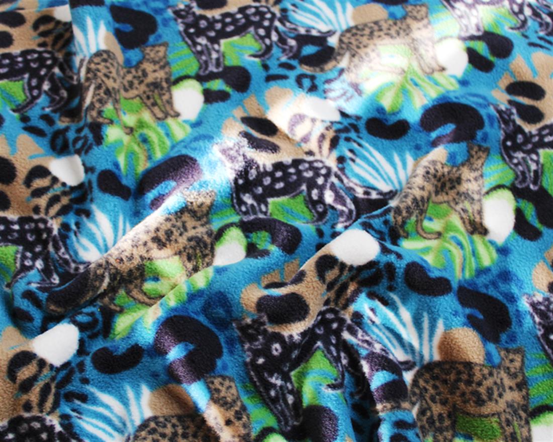 Denim Jungle Leopard Printed Polar Fleece