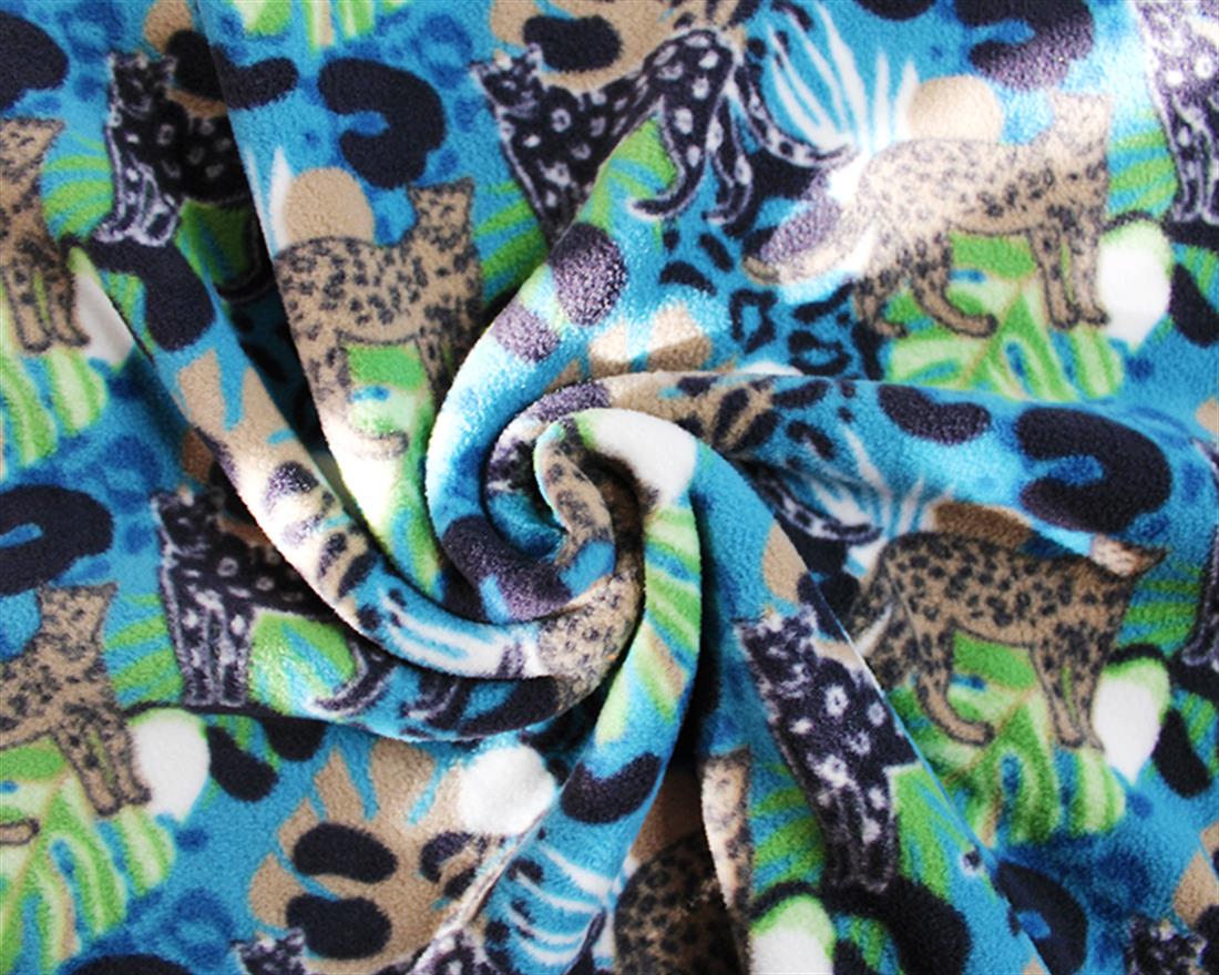 Denim Jungle Leopard Printed Polar Fleece