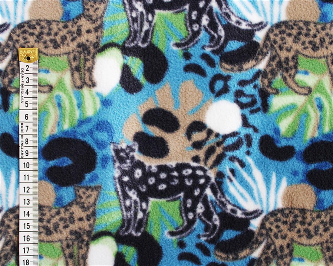 Denim Jungle Leopard Printed Polar Fleece