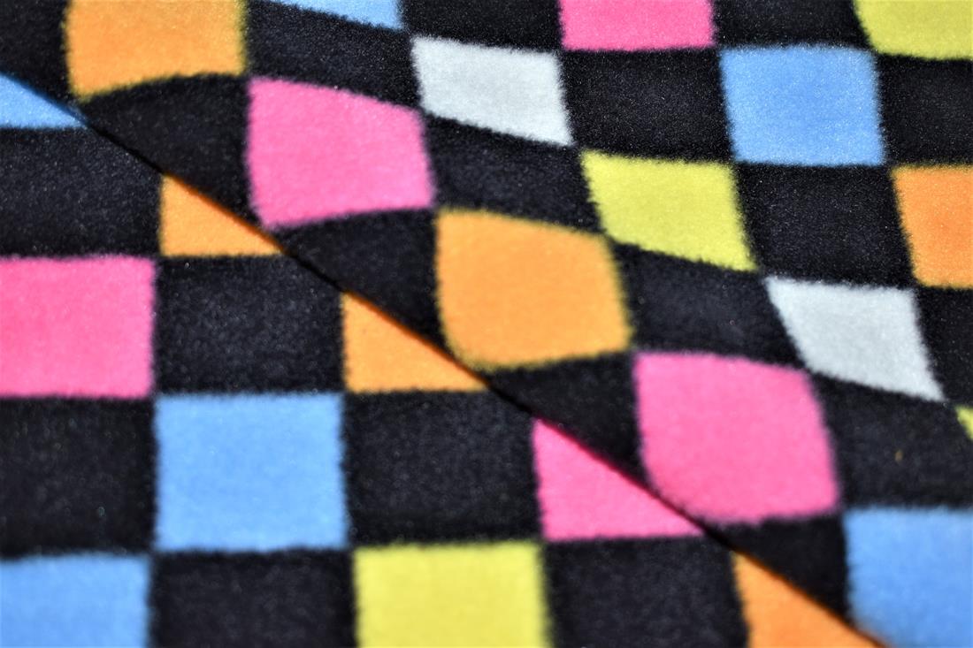 Rainbow Checkerboard Printed Polar Fleece
