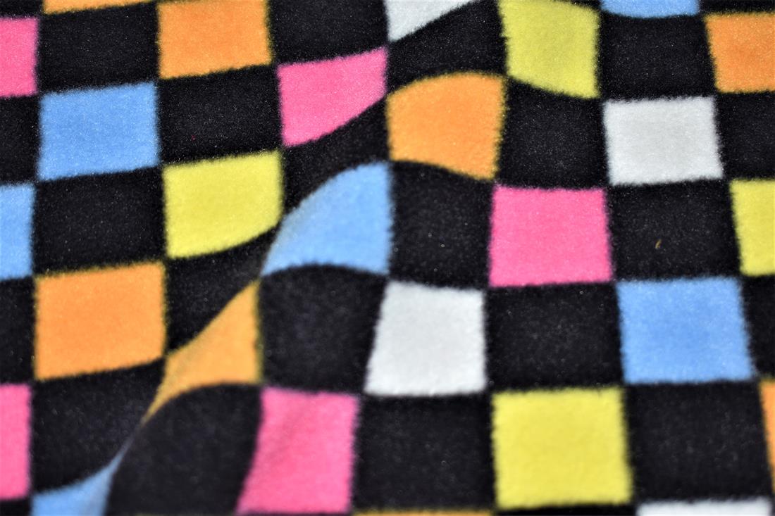 Rainbow Checkerboard Printed Polar Fleece