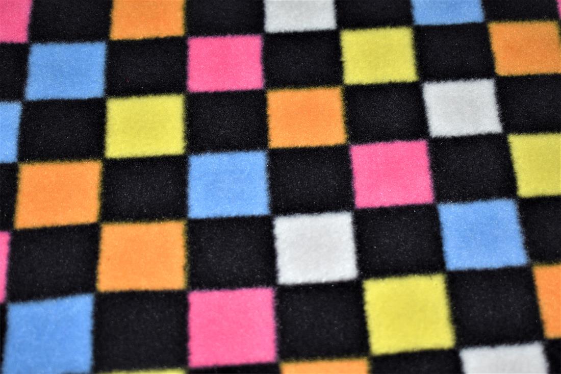 Rainbow Checkerboard Printed Polar Fleece