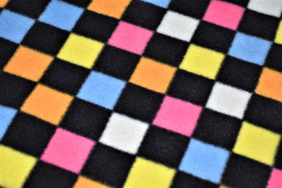 Rainbow Checkerboard Printed Polar Fleece