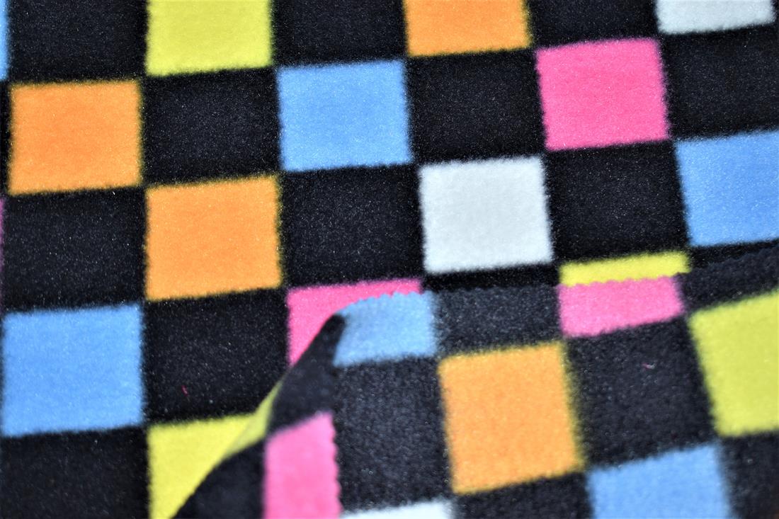 Rainbow Checkerboard Printed Polar Fleece
