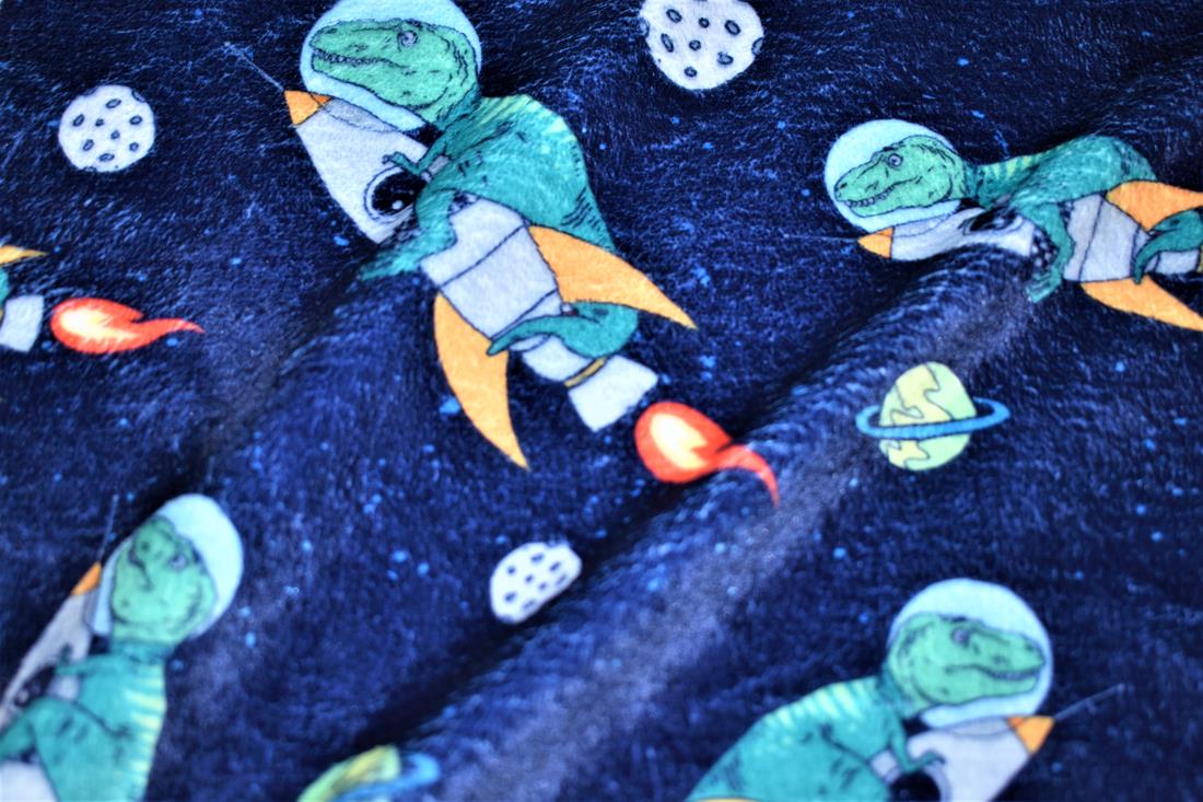 Blue Ride the Rocket Dino Digital Bubs Fleece