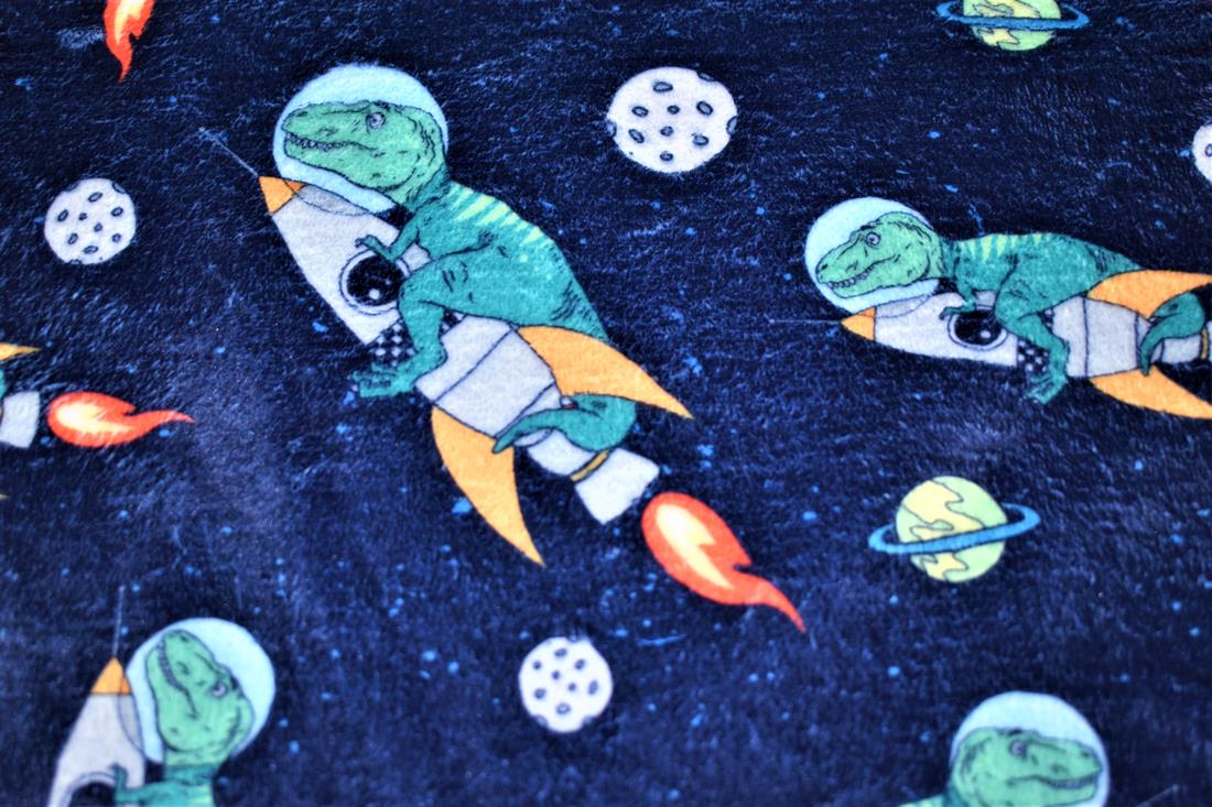 Blue Ride the Rocket Dino Digital Bubs Fleece