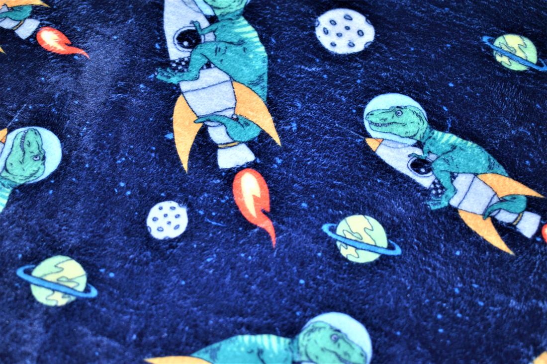 Blue Ride the Rocket Dino Digital Bubs Fleece