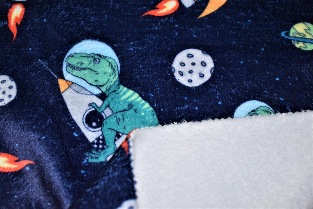 Blue Ride the Rocket Dino Digital Bubs Fleece