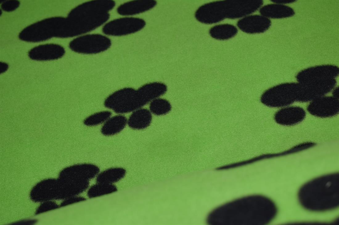 Green & Black Paws Print Fleece