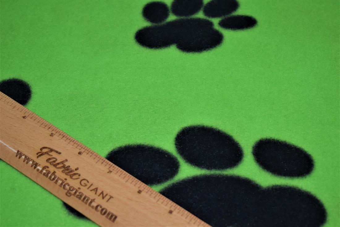 Green & Black Paws Print Fleece