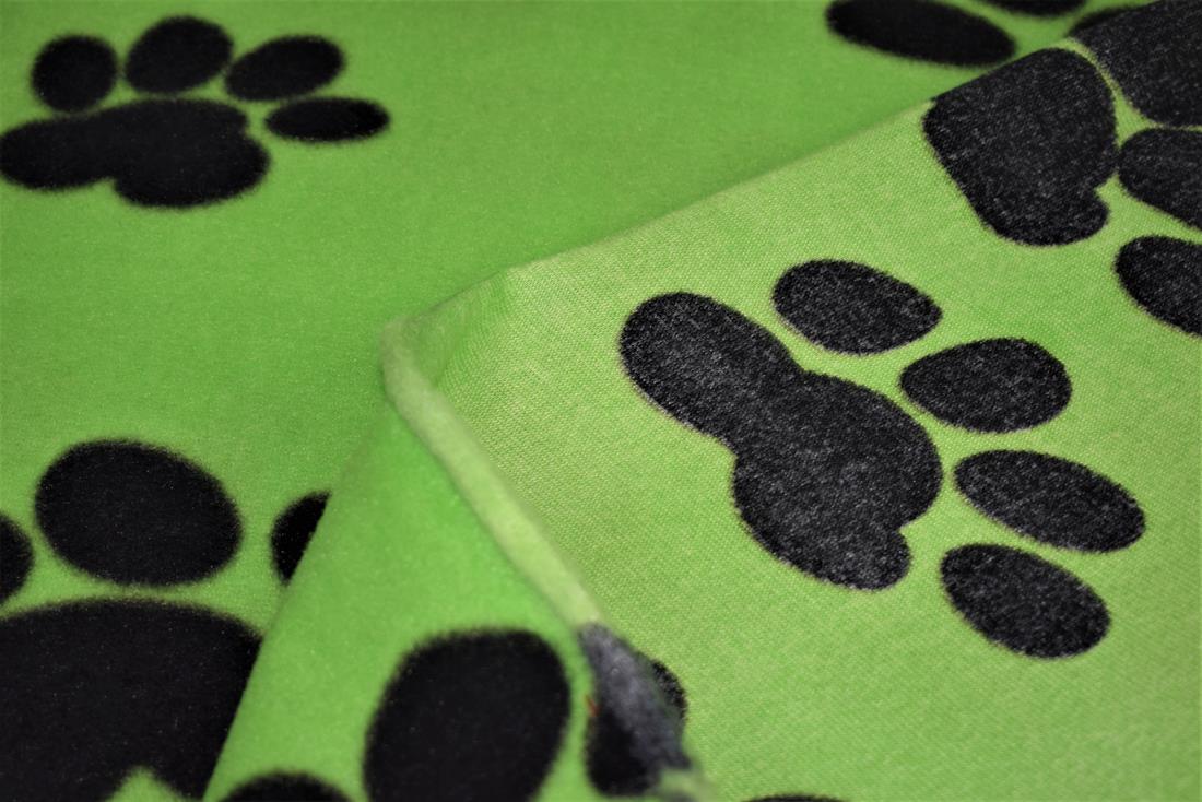 Green & Black Paws Print Fleece