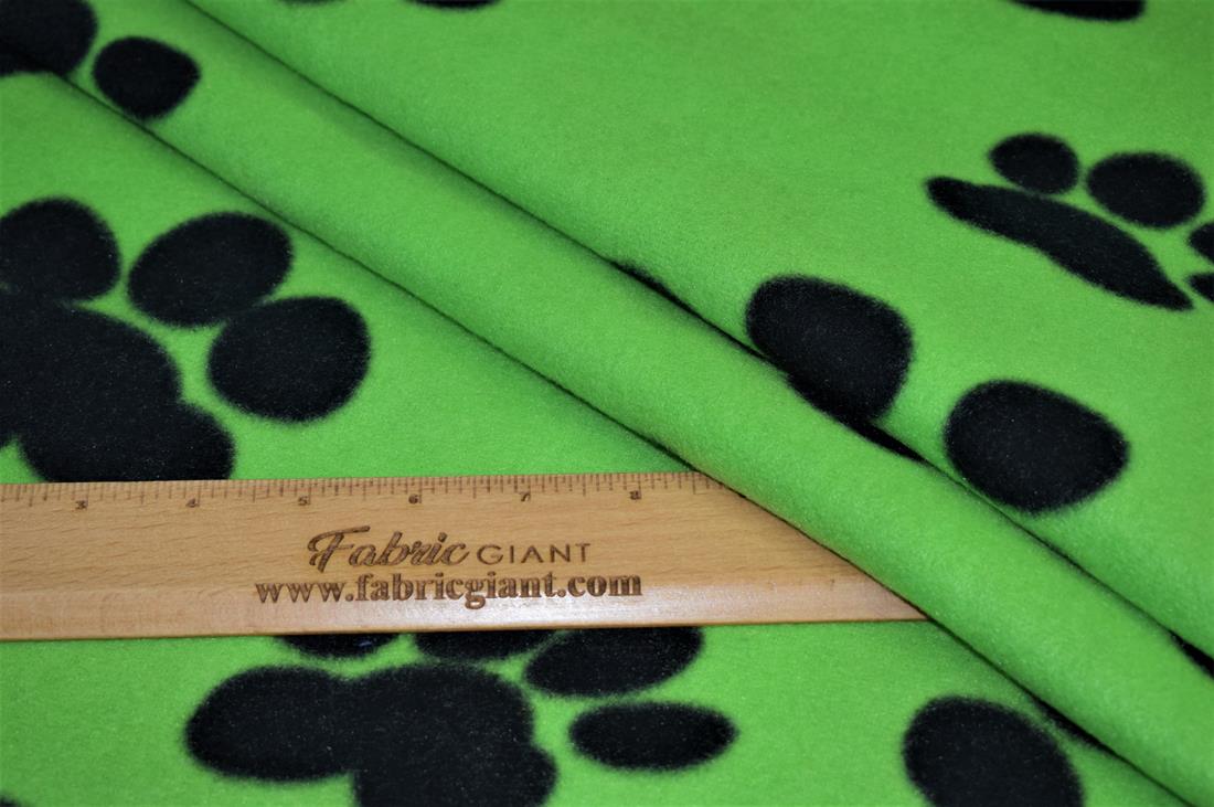 Green & Black Paws Print Fleece