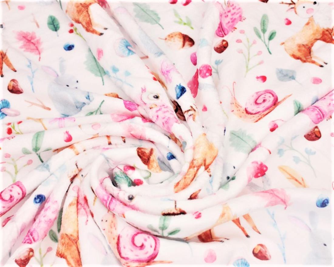 White Forest Animals Digital Bubs Fleece